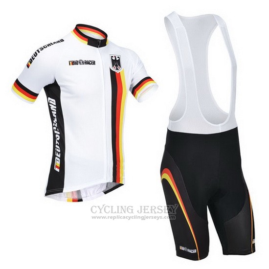 2013 Cycling Jersey Germany White and Black Short Sleeve and Bib Short